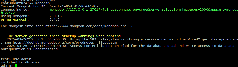 MongoDB status